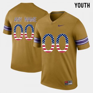 #00 Custom Tigers Youth Gridiron US Flag Fashion Football Jersey Gold