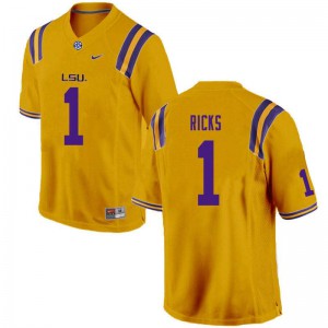 #1 Elias Ricks Louisiana State Tigers Men's Stitched Jerseys Gold
