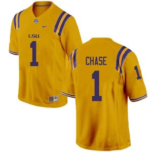 #1 Ja'Marr Chase Louisiana State Tigers Men's Official Jersey Gold