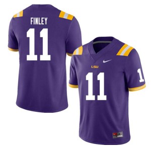 #11 TJ Finley LSU Men's Embroidery Jerseys Purple