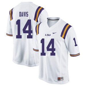 #14 Drake Davis LSU Men's Embroidery Jerseys White