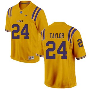 #24 Tyler Taylor LSU Men's Stitch Jersey Gold