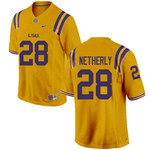 #28 Mannie Netherly Louisiana State Tigers Men's Stitch Jerseys Gold