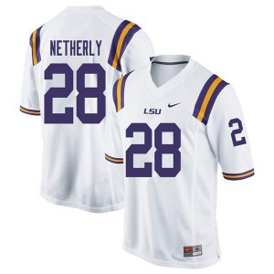 #28 Mannie Netherly Louisiana State Tigers Men's University Jerseys White