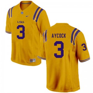 #3 AJ Aycock LSU Men's Stitch Jerseys Gold