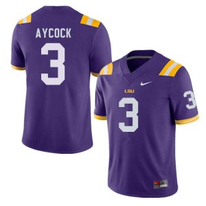 #3 AJ Aycock Louisiana State Tigers Men's Official Jersey Purple