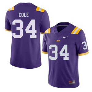 #34 Lloyd Cole Louisiana State Tigers Men's University Jerseys Purple