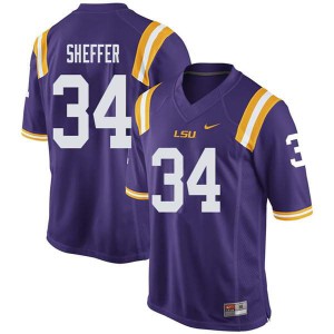 #34 Zach Sheffer Louisiana State Tigers Men's Stitch Jerseys Purple