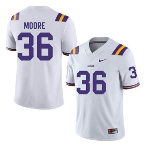 #36 Derian Moore Louisiana State Tigers Men's Embroidery Jerseys White