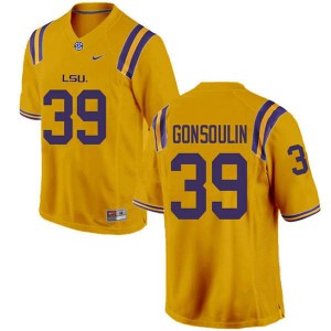 #39 Jack Gonsoulin Louisiana State Tigers Men's Embroidery Jersey Gold