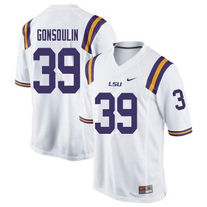 #39 Jack Gonsoulin Louisiana State Tigers Men's Embroidery Jerseys White