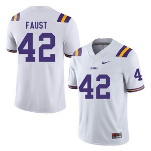 #42 Hunter Faust LSU Tigers Men's Football Jerseys White