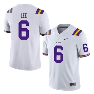 #6 Devonta Lee LSU Tigers Men's Embroidery Jersey White