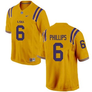 #6 Jacob Phillips Louisiana State Tigers Men's Stitch Jerseys Gold