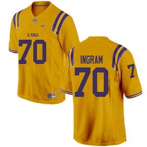 #70 Ed Ingram Louisiana State Tigers Men's Stitch Jersey Gold
