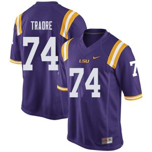 #74 Badara Traore LSU Men's College Jerseys Purple