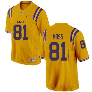 #81 Thaddeus Moss Louisiana State Tigers Men's Football Jerseys Gold