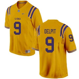 #9 Grant Delpit LSU Men's Embroidery Jersey Gold