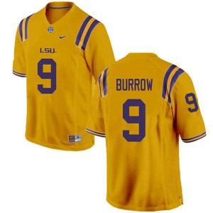 #9 Joe Burrow Louisiana State Tigers Men's Stitch Jerseys Gold