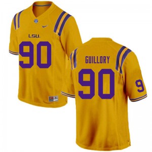 #90 Jacobian Guillory LSU Men's Embroidery Jerseys Gold