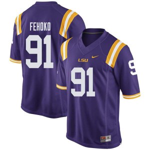 #91 Breiden Fehoko Louisiana State Tigers Men's University Jerseys Purple