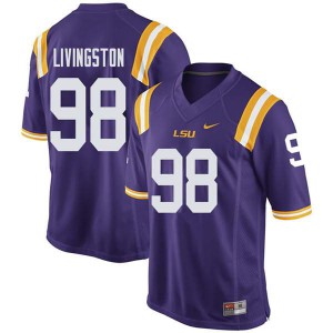 #98 Dominic Livingston LSU Men's Stitch Jerseys Purple