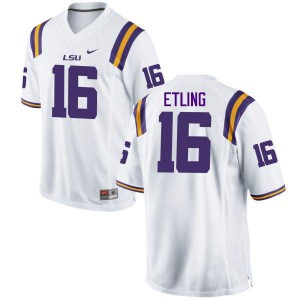 #16 Danny Etling Louisiana State Tigers Men's Stitch Jerseys White