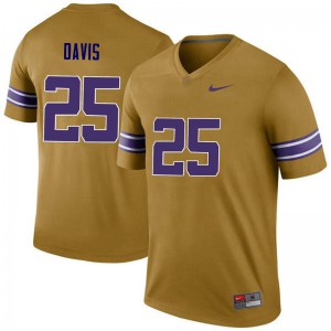 #25 Drake Davis Louisiana State Tigers Men's Legend Stitch Jerseys Gold