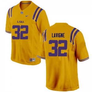 #32 Leyton Lavigne LSU Men's Football Jersey Gold