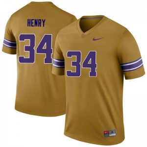 #34 Reshaud Henry Louisiana State Tigers Men's Legend Stitch Jersey Gold
