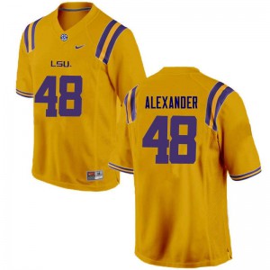 #48 Donnie Alexander LSU Men's Stitched Jerseys Gold