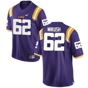#62 Justin Mikush Tigers Men's High School Jersey Purple
