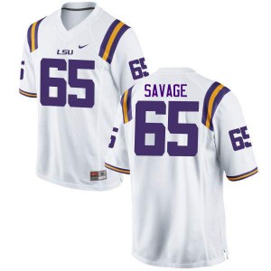 #65 Jakori Savage LSU Tigers Men's Embroidery Jersey White