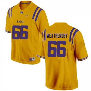#66 Toby Weathersby LSU Men's Player Jersey Gold
