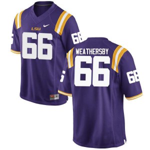#66 Toby Weathersby LSU Men's Embroidery Jerseys Purple
