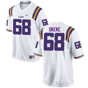 #68 Chidi Okeke Louisiana State Tigers Men's Official Jersey White
