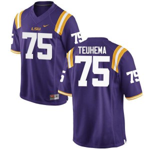#75 Maea Teuhema Louisiana State Tigers Men's Football Jersey Purple