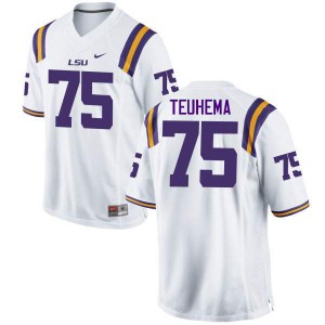 #75 Maea Teuhema Louisiana State Tigers Men's Alumni Jerseys White