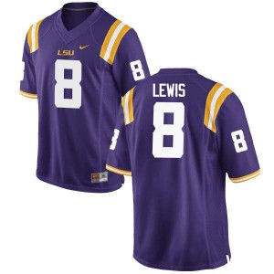 #8 Caleb Lewis Louisiana State Tigers Men's Embroidery Jerseys Purple