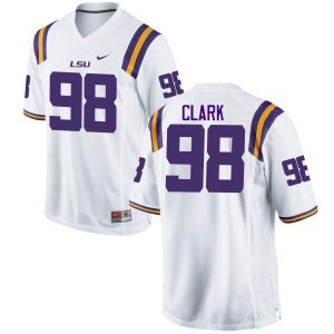 #98 Deondre Clark Tigers Men's College Jersey White
