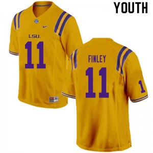 #11 TJ Finley LSU Youth Official Jerseys Gold