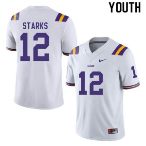 #12 Donte Starks LSU Youth Embroidery Jerseys White