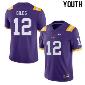 #12 Jonathan Giles LSU Youth Stitch Jerseys Purple