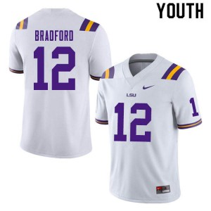 #12 Tre Bradford Louisiana State Tigers Youth Official Jerseys White
