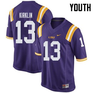 #13 Jontre Kirklin LSU Youth Embroidery Jerseys Purple