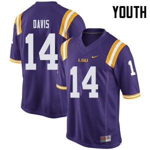 #14 Drake Davis LSU Youth NCAA Jerseys Purple
