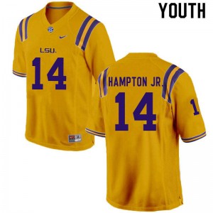 #14 Maurice Hampton Jr. LSU Tigers Youth Stitch Jersey Gold
