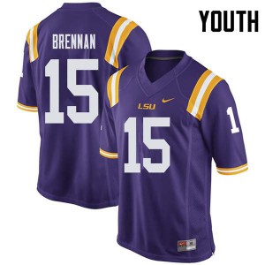 #15 Myles Brennan LSU Tigers Youth College Jersey Purple