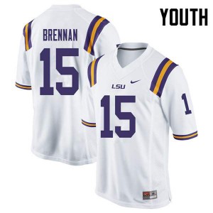 #15 Myles Brennan Louisiana State Tigers Youth High School Jerseys White