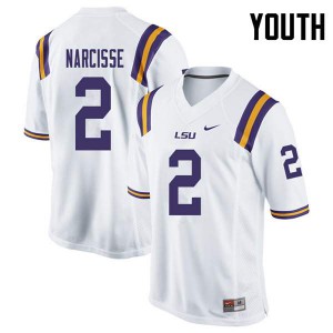 #2 Lowell Narcisse LSU Youth High School Jersey White